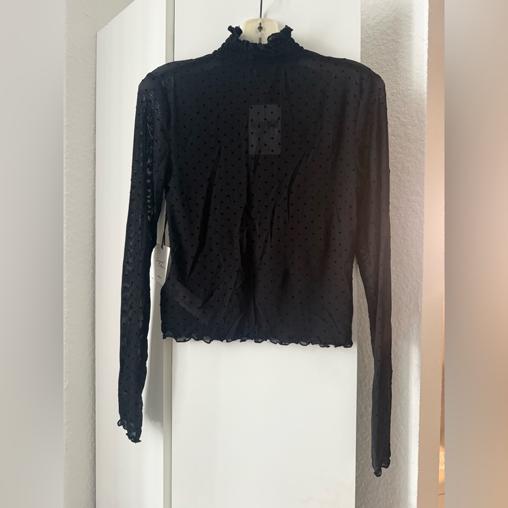 New w Tags Elegant Black Sheer Women's Top